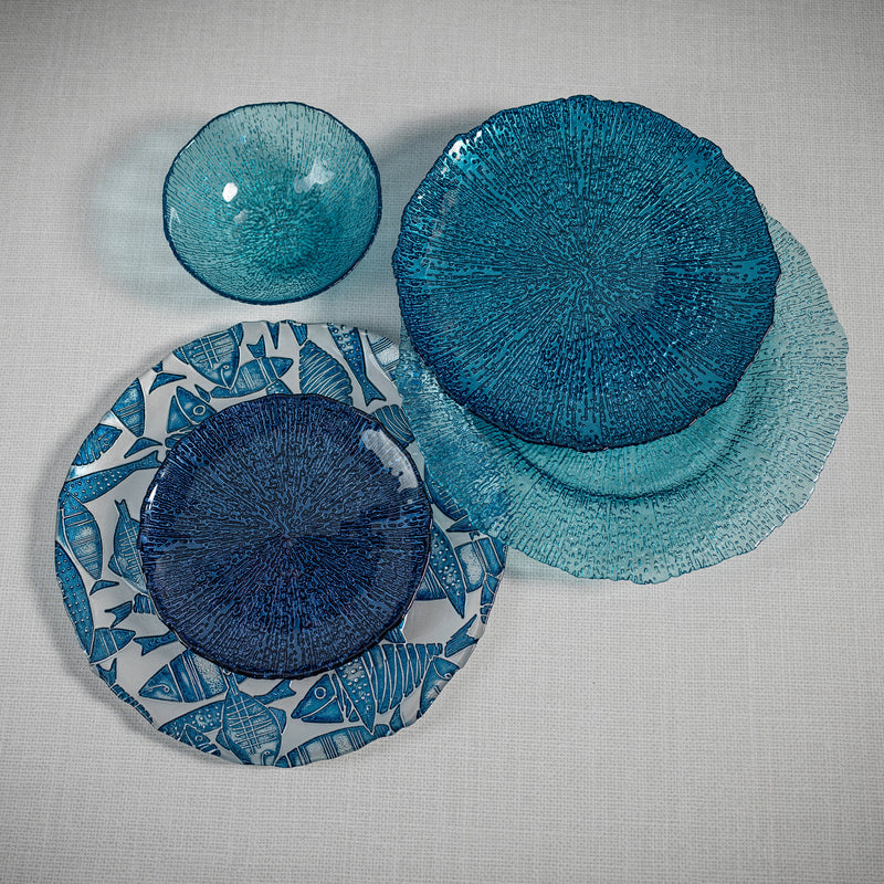 media image for exuma azur blue glass plates set of 6 by zodax tk 181 2 244