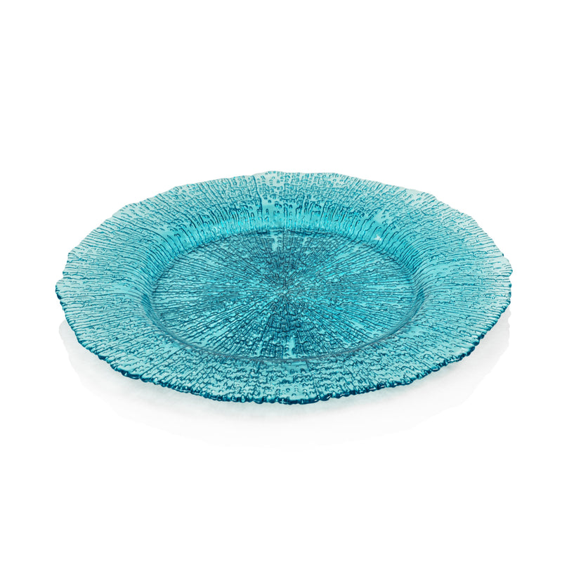 media image for exuma aqua blue glass charger plates set of 6 by zodax tk 182 1 264