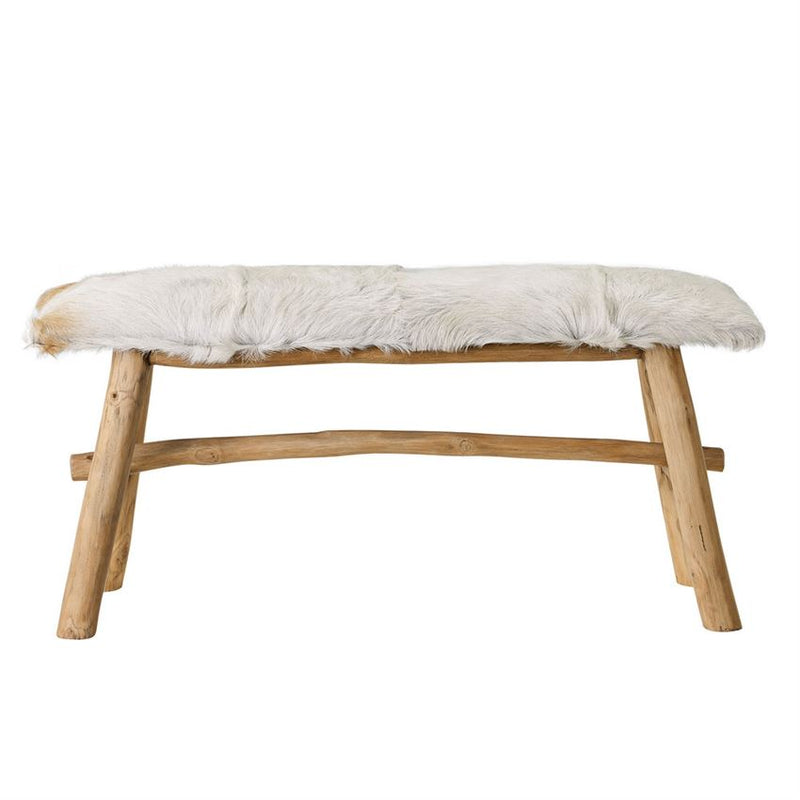 media image for Goat Fur Covered Wood Bench design by BD Edition 254
