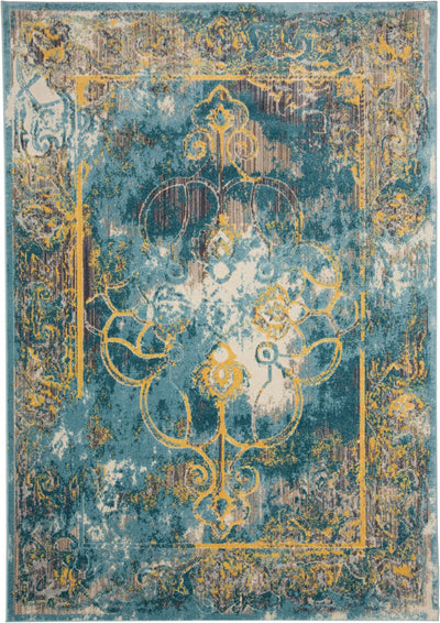 product image of Arsene Teal and Yellow Rug by BD Fine Flatshot Image 1 521