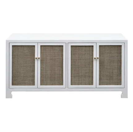 media image for four door cane cabinet with brass hardware in various colors 1 23