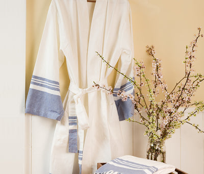 product image for Peshtemal Robe in Navy design by Turkish Towel Company 19