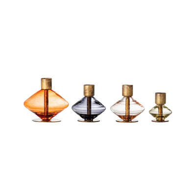 product image of Blown Glass Antique Brass Taper Holders 1 548