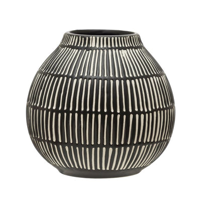 product image for debossed stoneware vase black white 1 8