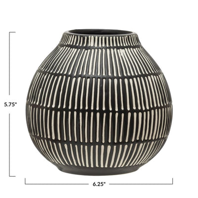 product image for debossed stoneware vase black white 2 68