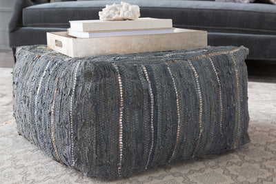product image for Anthracite ATPF-003 Pouf in Light Gray & Sea Foam by Surya 92