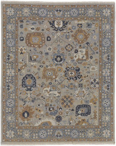 product image for Aleska Oriental Blue/Brown/Gray Rug 1 26