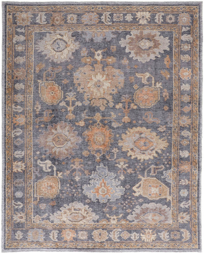product image of Tierney Hand-Knotted Ornamental Stone Blue/Apricot Tan Rug 1 58