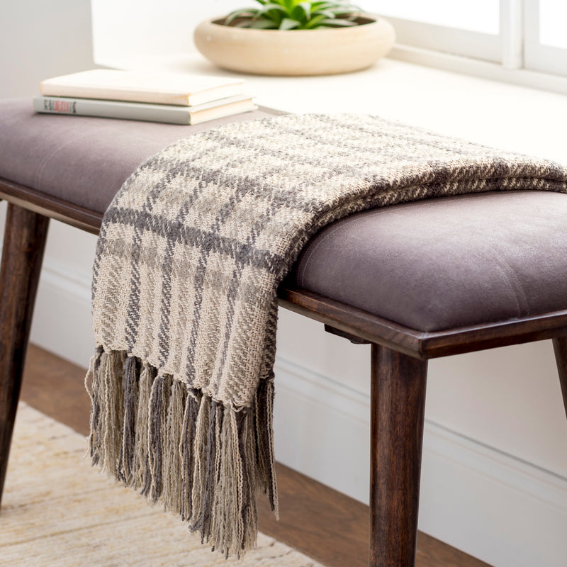 media image for Barke BAK-1000 Hand Woven Throw in Beige & Charcoal by Surya 228