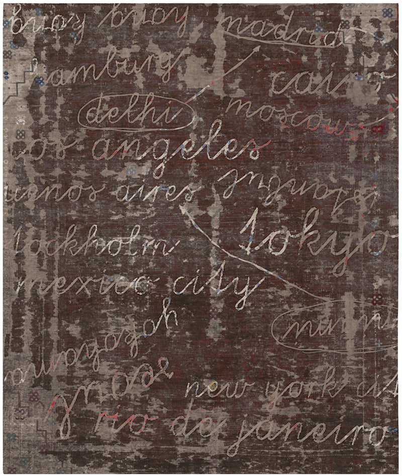 media image for Buenos Aires / Tokyo Hand Knotted Rug in Dark Brown design by Second Studio 211