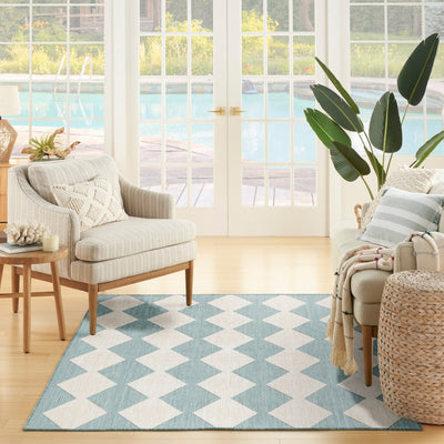product image for Positano Indoor Outdoor Aqua Geometric Rug By Nourison Nsn 099446938237 9 62