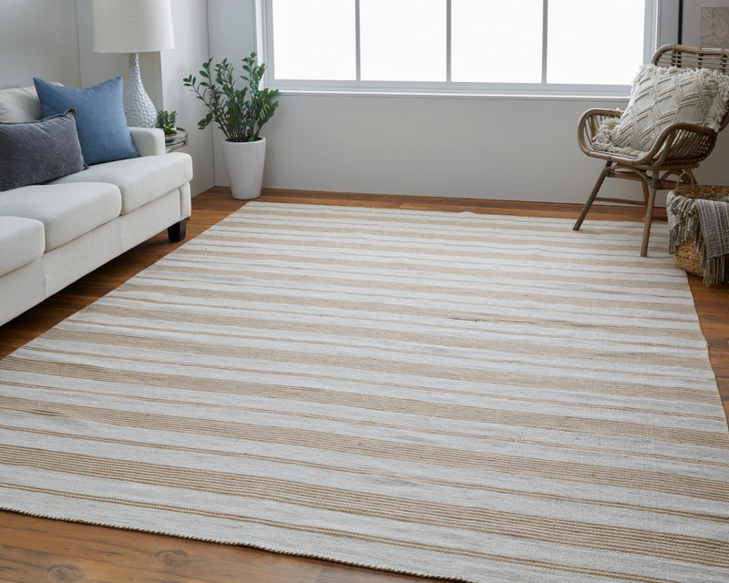 media image for Granberg Hand Woven Stripes Yellow / Ivory Rug 6 285