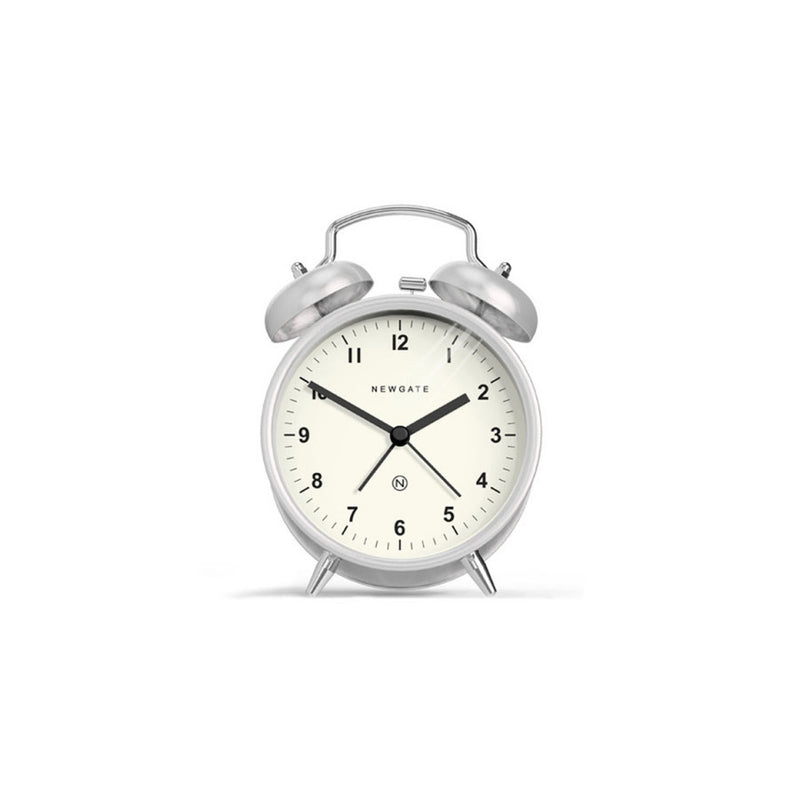 media image for charlie bell alarm clock in burnished stainless steel design by newgate 1 286