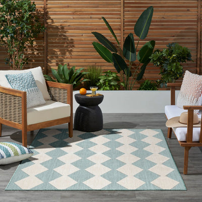 product image for Positano Indoor Outdoor Aqua Geometric Rug By Nourison Nsn 099446938237 10 37