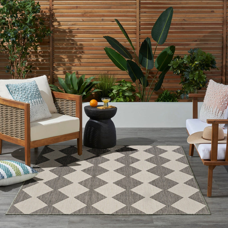 media image for Positano Indoor Outdoor Charcoal Geometric Rug By Nourison Nsn 099446937964 10 247