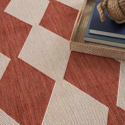 product image for Positano Indoor Outdoor Terracotta Geometric Rug By Nourison Nsn 099446938176 7 30