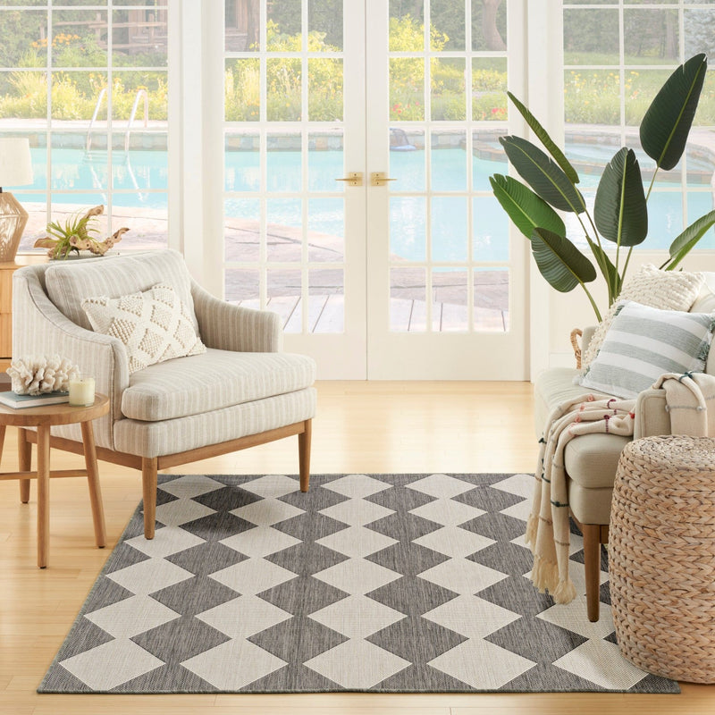 media image for Positano Indoor Outdoor Charcoal Geometric Rug By Nourison Nsn 099446937964 9 281