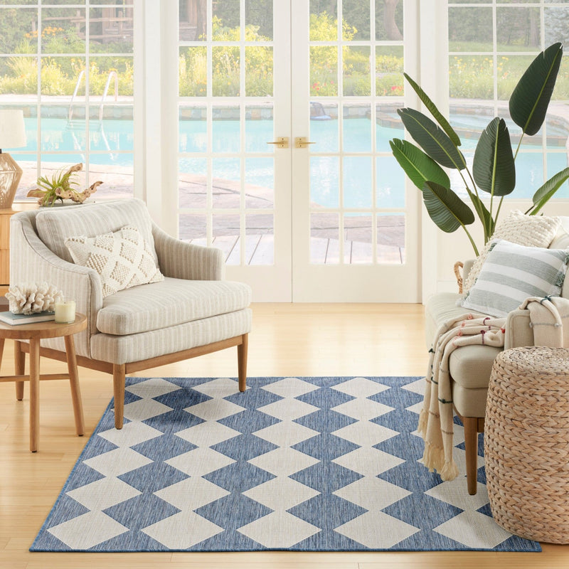 media image for Positano Indoor Outdoor Navy Blue Geometric Rug By Nourison Nsn 099446938541 9 261