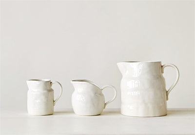 product image for Stoneware Vintage Reproduction Pitcher in White design by BD Edition 2