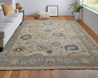 product image for Aleska Oriental Blue/Brown/Gray Rug 7 87