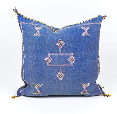 product image of Atlas Blue Moroccan Silk Pillow 1 525