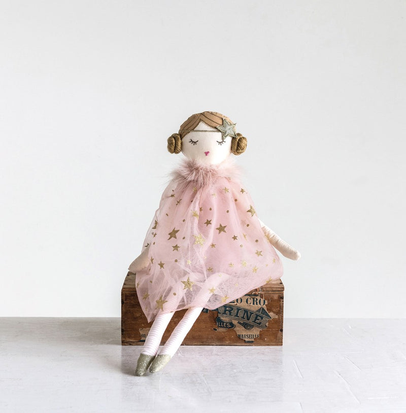 media image for cotton doll with pink star dress 2 242