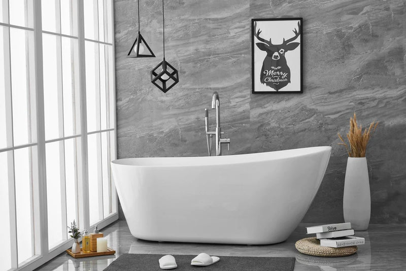 media image for chantal 67 soaking single slipper bathtub by elegant furniture bt10867gw 9 244