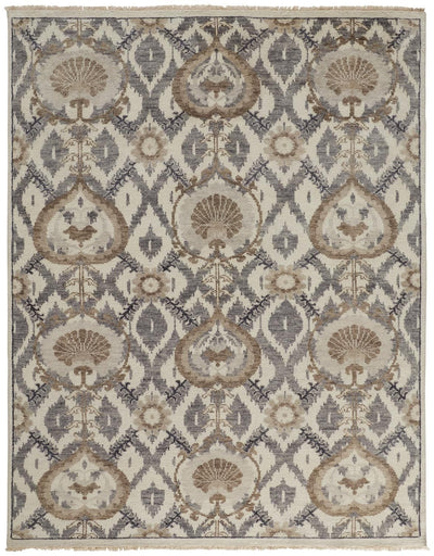 product image of Bennet Hand Knotted Beige and Gray Rug by BD Fine Flatshot Image 1 567