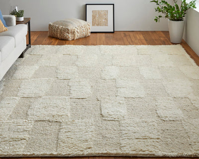 product image for saena checkered contemporary hand woven ivory beige rug by bd fine ashr8907ivybgep00 7 96