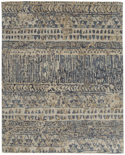 product image of Scottsdale Hand Knotted Blue and Beige Rug by BD Fine Flatshot Image 1 525