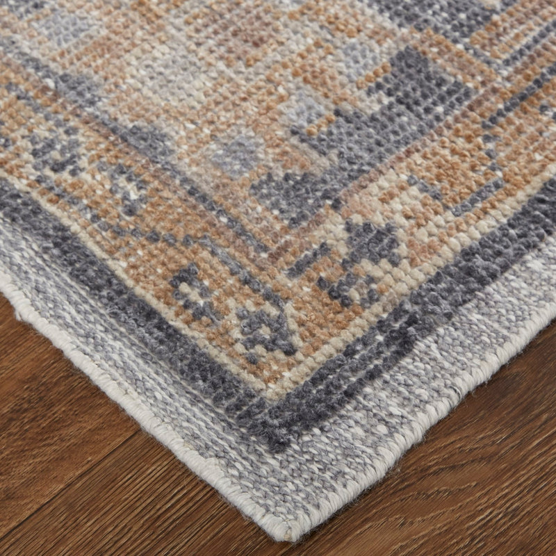 media image for Tierney Hand-Knotted Ornamental Stone Blue/Apricot Tan Rug 4 23