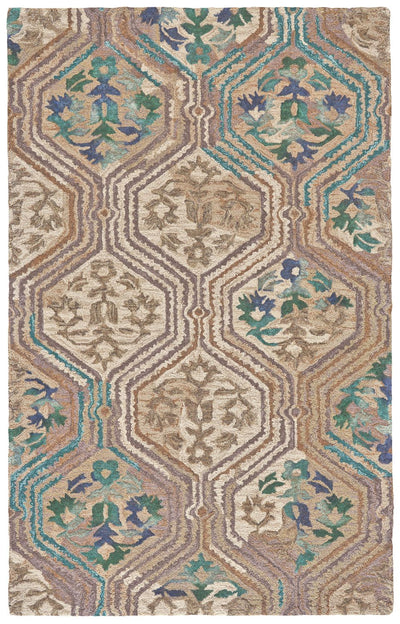 product image for Amreli Hand Tufted Tan and Teal Rug by BD Fine Flatshot Image 1 77