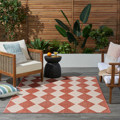 product image for Positano Indoor Outdoor Terracotta Geometric Rug By Nourison Nsn 099446938176 10 69