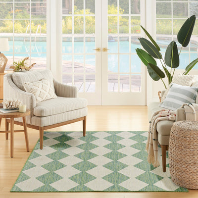 product image for Positano Indoor Outdoor Blue Green Geometric Rug By Nourison Nsn 099446938350 9 85