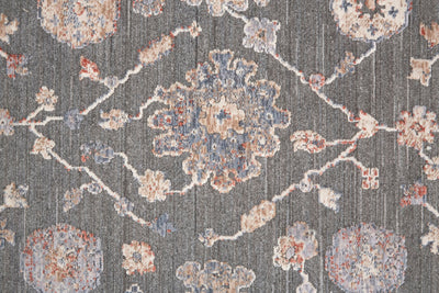 product image for Sybil Power Loomed Ornamental Charcoal/Celectial Blue Rug 2 76