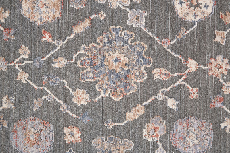 media image for Sybil Power Loomed Ornamental Charcoal/Celectial Blue Rug 2 266