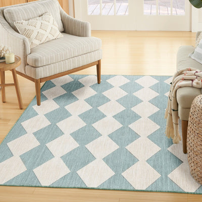 product image for Positano Indoor Outdoor Aqua Geometric Rug By Nourison Nsn 099446938237 8 94