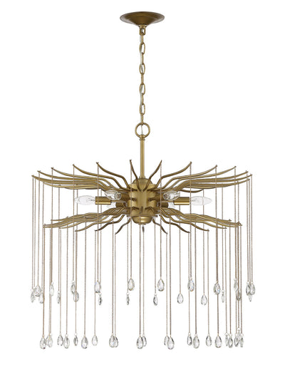 product image for Lark 6 Light Round Statement Brass And Crystal Chandelier By Lumanity 2 62