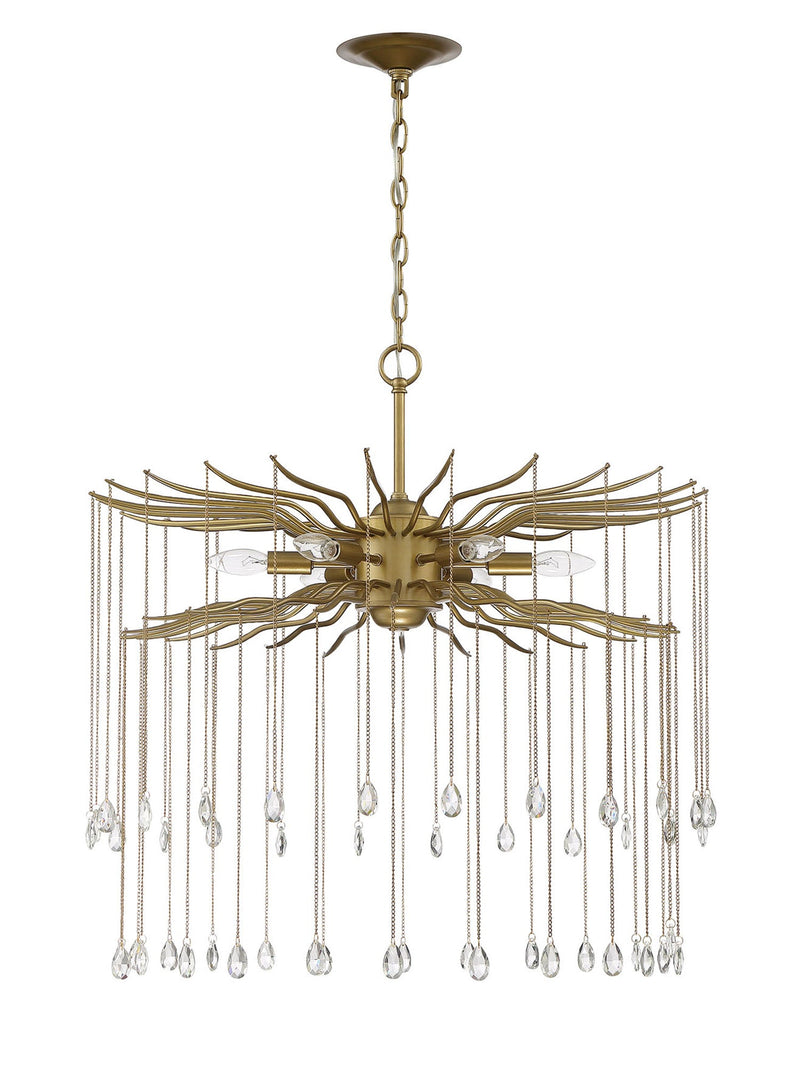 media image for Lark 6 Light Round Statement Brass And Crystal Chandelier By Lumanity 2 20
