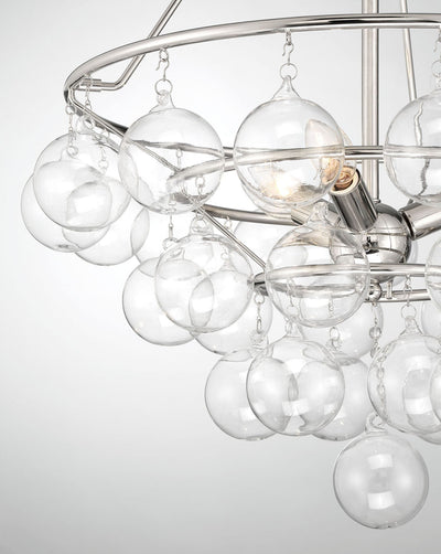 product image for Isla 3 Light Nickel And Glass Contemporary Chandelier By Lumanity 5 16