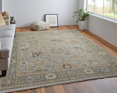 product image for Aleska Oriental Blue/Gold/Gray Rug 8 14