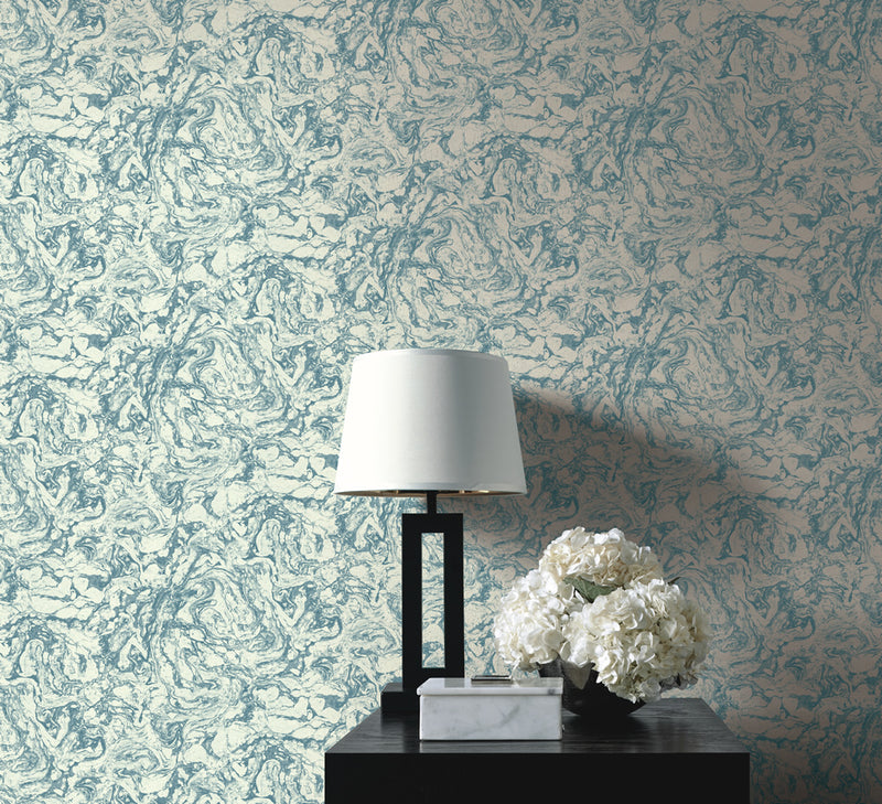 media image for Oil and Water Wallpaper in Grey Blue from the Caspia Collection by Wallquest 239