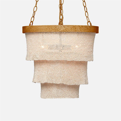 product image for Patricia Round Chandelier in Gold Metal w/ Natural Coco Beads by Made Goods 66