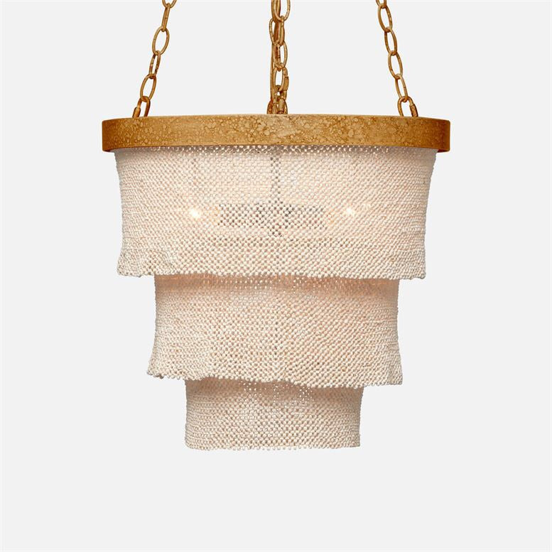 media image for Patricia Round Chandelier in Gold Metal w/ Natural Coco Beads by Made Goods 260
