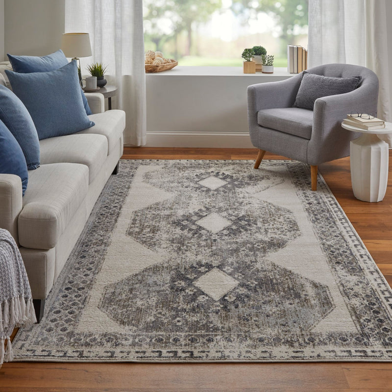 media image for Kiba Distressed Ivory/Taupe/Gray Rug 8 298