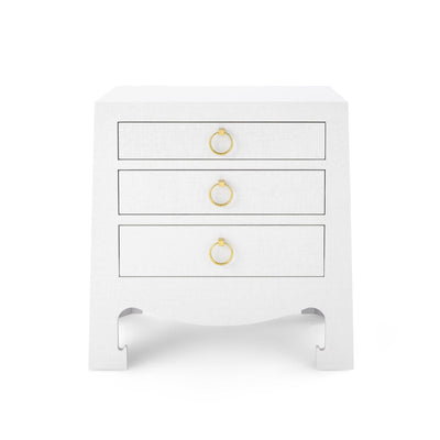 product image of Jacqui 3-Drawer Side Table in White Grasscloth 596