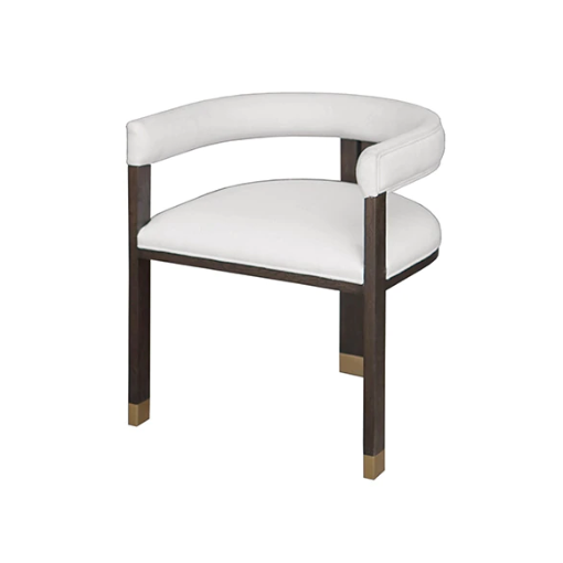 media image for modern wooden accent chair with white linen upholstery 1 289