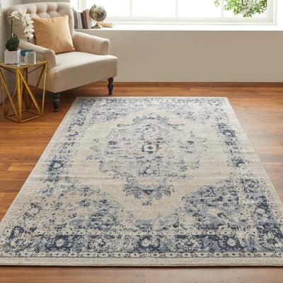 product image for wyllah traditional medallion ivory blue rug by bd fine cmar39klivybluc16 8 43