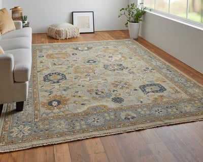 product image for Aleska Oriental Blue/Brown/Gray Rug 8 66