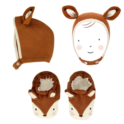 product image for fox bonnet booties set by meri meri mm 218557 1 1